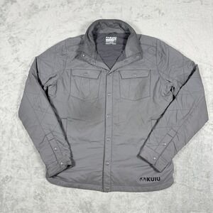 KUIU Mens Medium Base Camp Insulated Jacket Grey Snap Front Toray DWR Quilted